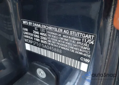 2005 Mercedes-Benz Cl 500 from USA, damaged, VIN WDBPJ75J15A045888